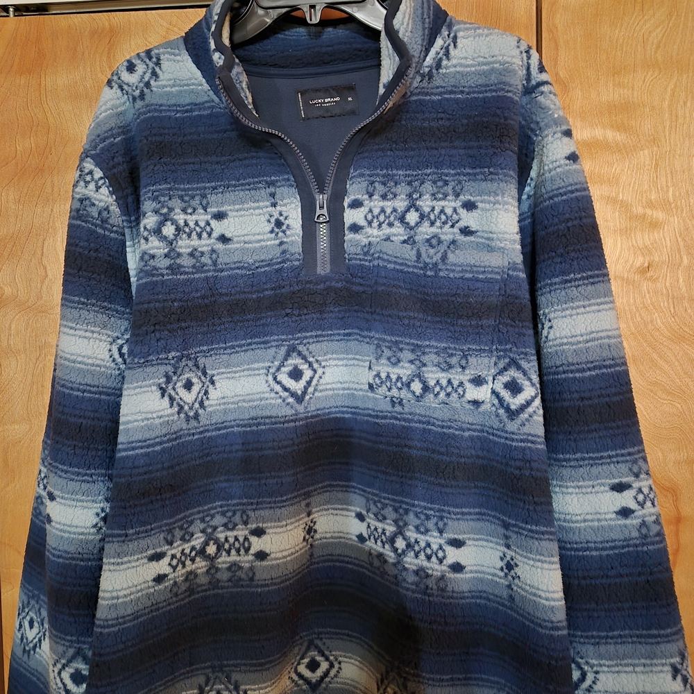 Lucky Brand Men's Blue Geometric Zip Up